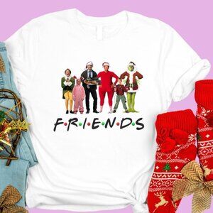 Friends Christmas T Shirt Family Matching Holiday Graphic Gift Retro TV Show Tee